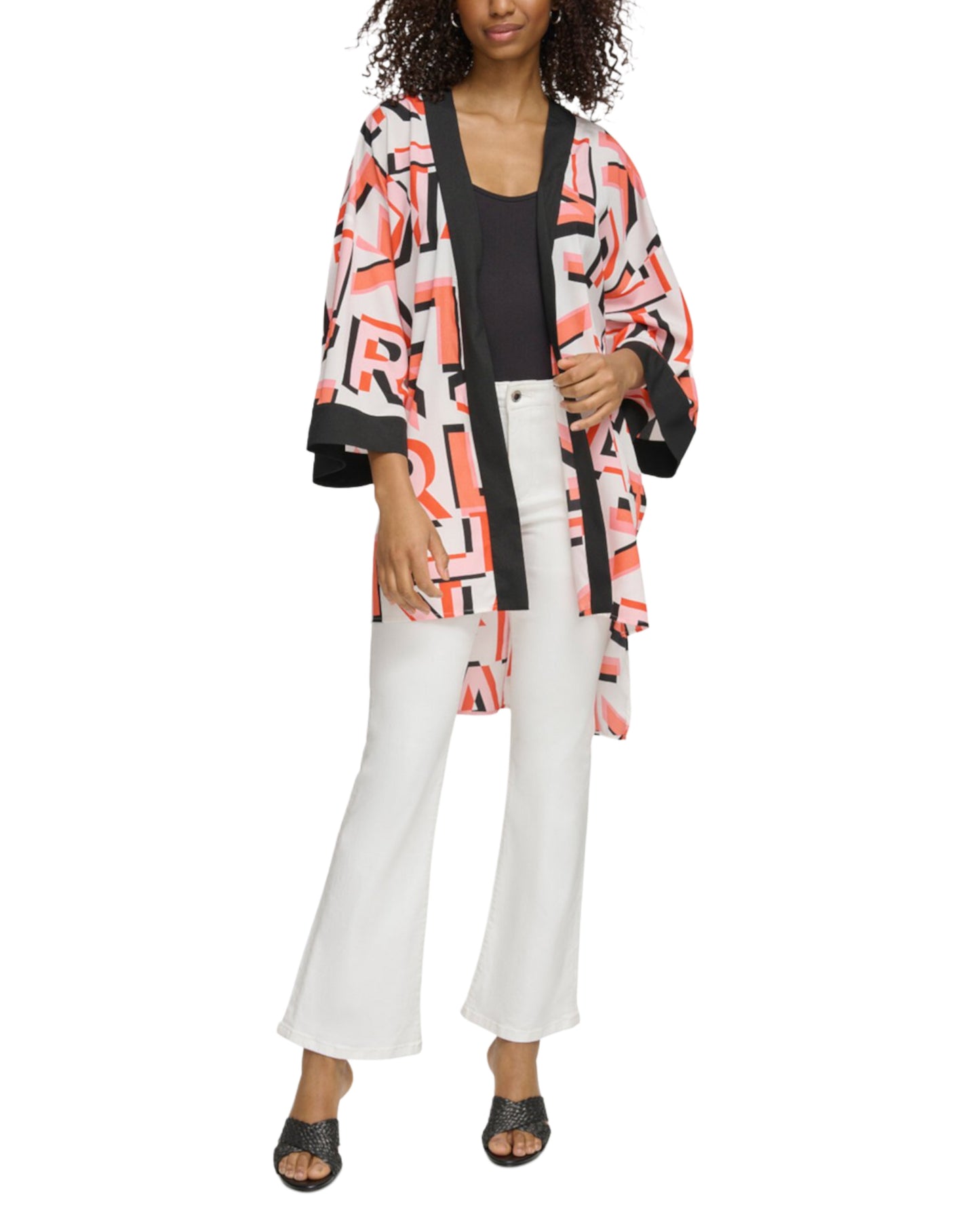 Women's Logo-Print Contrast-Trim Kimono