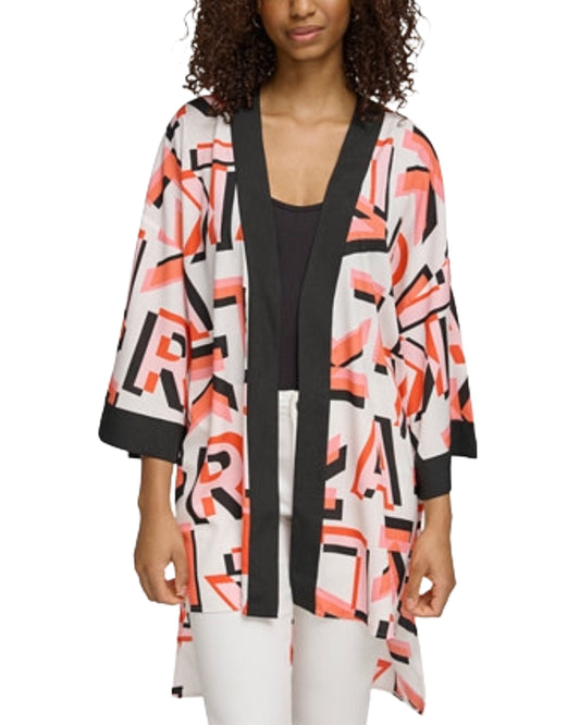 Women's Logo-Print Contrast-Trim Kimono