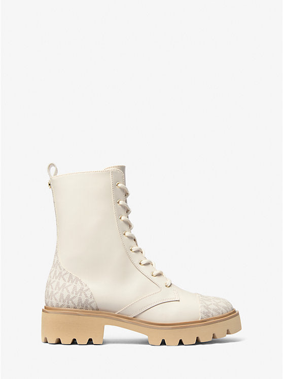 Weiss Leather and Signature Logo Combat Boot