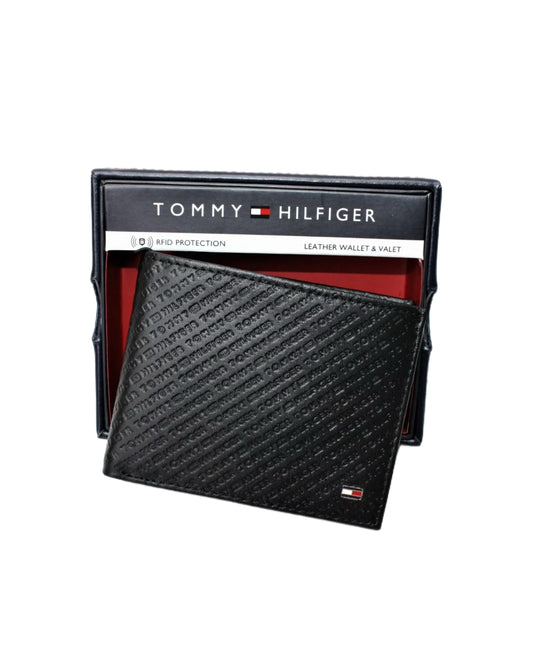 Logo Leather ID Card Holder Bi-Fold Wallet
