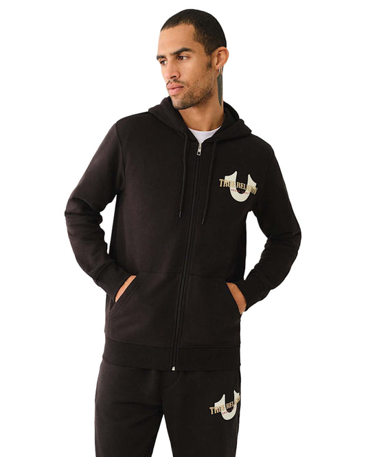 MEN HORSESHOE LOGO ZIP HOODIE