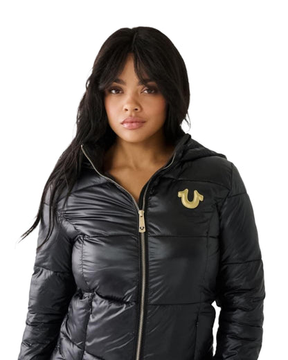 HORSEHOUSE LOGO HOODED QUILTED JACKET