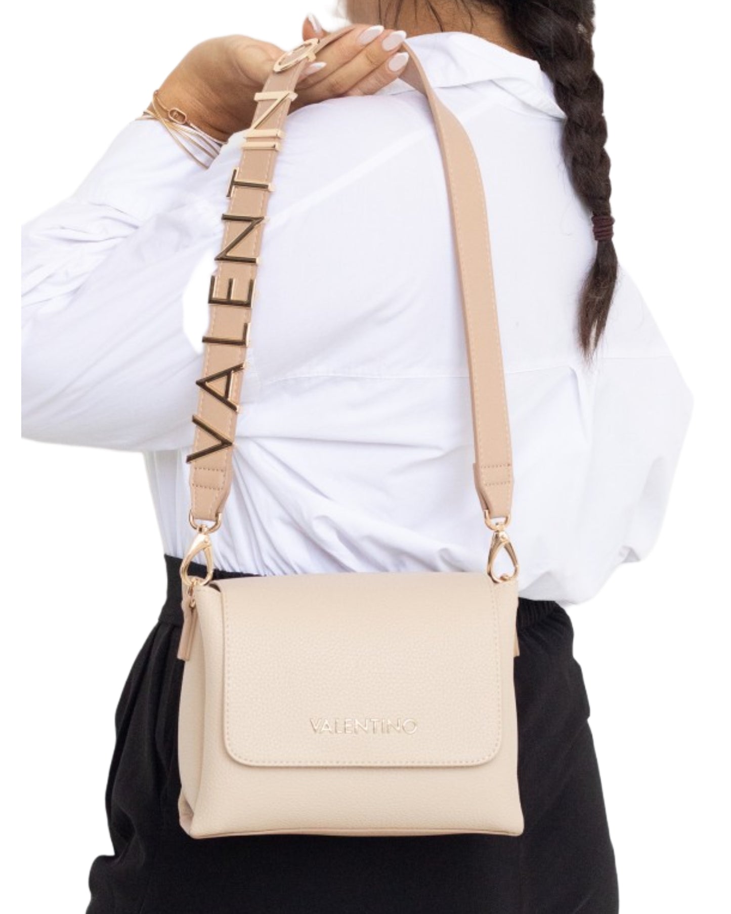 Alexia Ecru Logo Strap Shoulder Bag